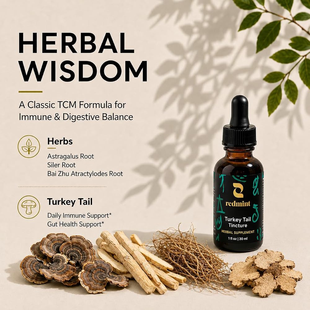 Redmint Lion's Mane and Turkey Tail and Cordyceps Mushroom Herbal