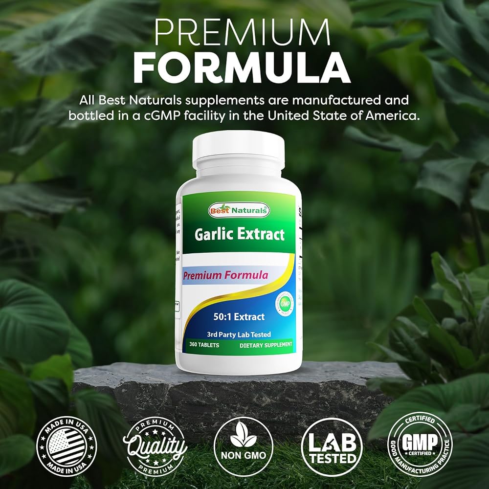 Best Naturals Garlic Extract 50:1 100 mg - 360 Tablets - image 5