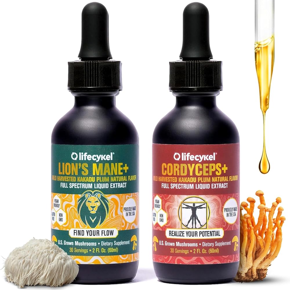 Life Cykel Cordyceps + Lion's Mane Extract Liquid Drops - 2 Fl Oz