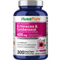 NusaPure Echinacea Goldenseal 400mg Vegan - 300 Vegetarian Capsules