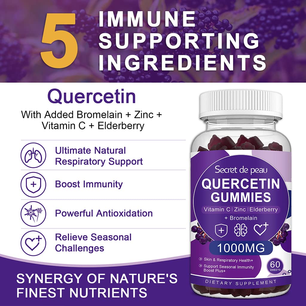 Secret De Peau Quercetin 1000mg Gummies Immune Support - 120 Count - image 2