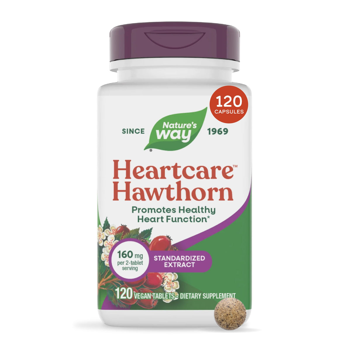 Nature's Way HeartCare Hawthorn Standardized Extract - 120 Tablets