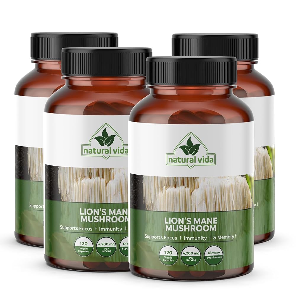 Natural Vida Lion's Mane Mushroom Extract - 240 Vegetarian Capsules - image 4