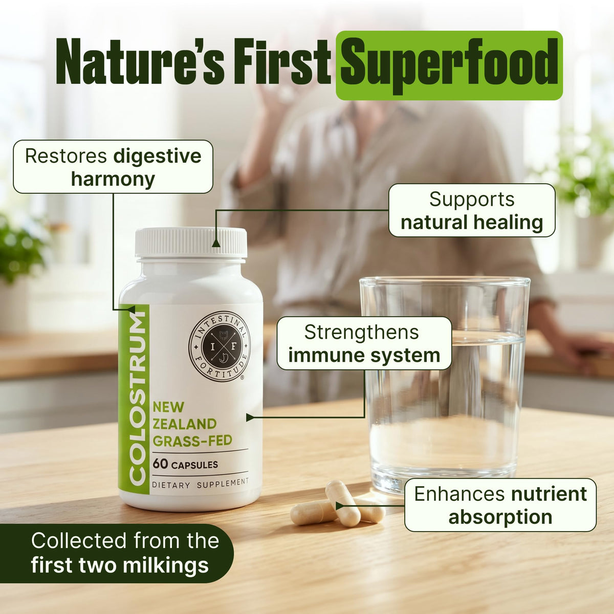 Intestinal Fortitude Grass Fed New Zealand Colostrum - 60 Capsules - image 2