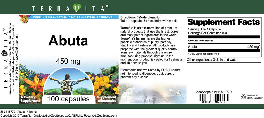 Terravita Abuta 450 mg - 300 Capsules (3 Pack) - image 4