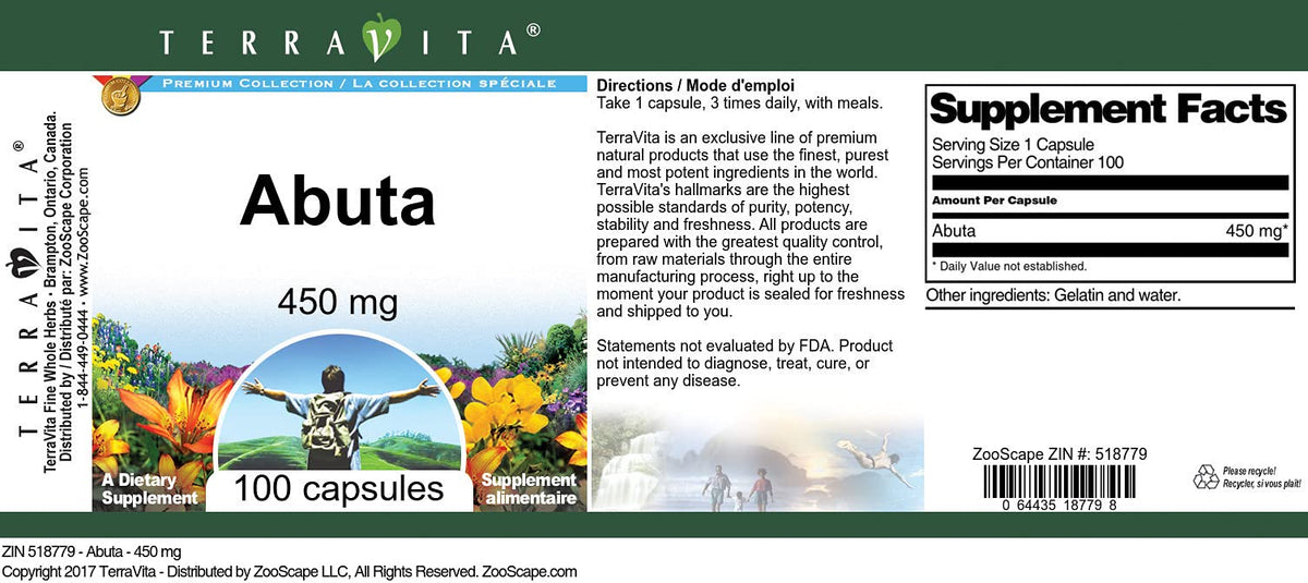 Terravita Abuta 450 mg - 300 Capsules (3 Pack) - image 4