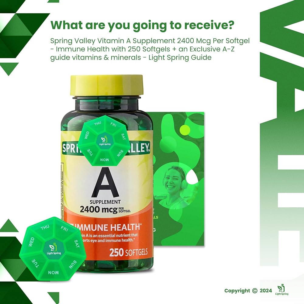 LightSpring Vitamin A Supplement 2400 mcg - 250 Softgels - image 3