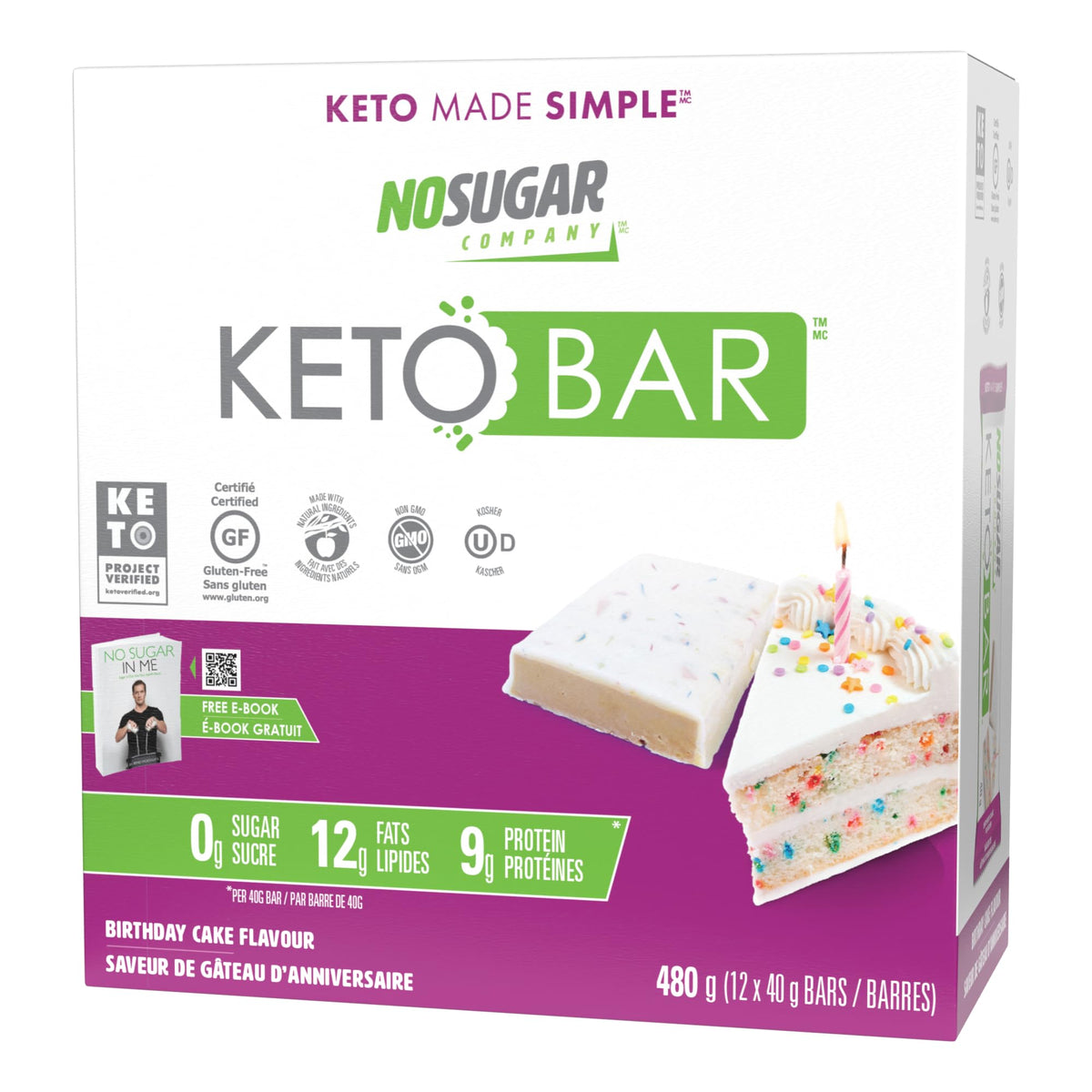 No Sugar Company Keto Bar Birthday Cake - 12 Count