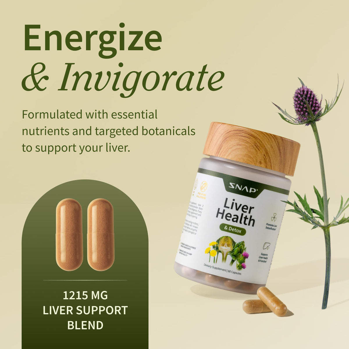Snap Supplements Milk Thistle Silymarin Liver Support - 60 Capsules - image 2