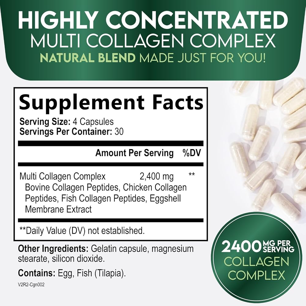 Nature's Nutrition Multi Collagen Pills - Hydrolyzed Collagen