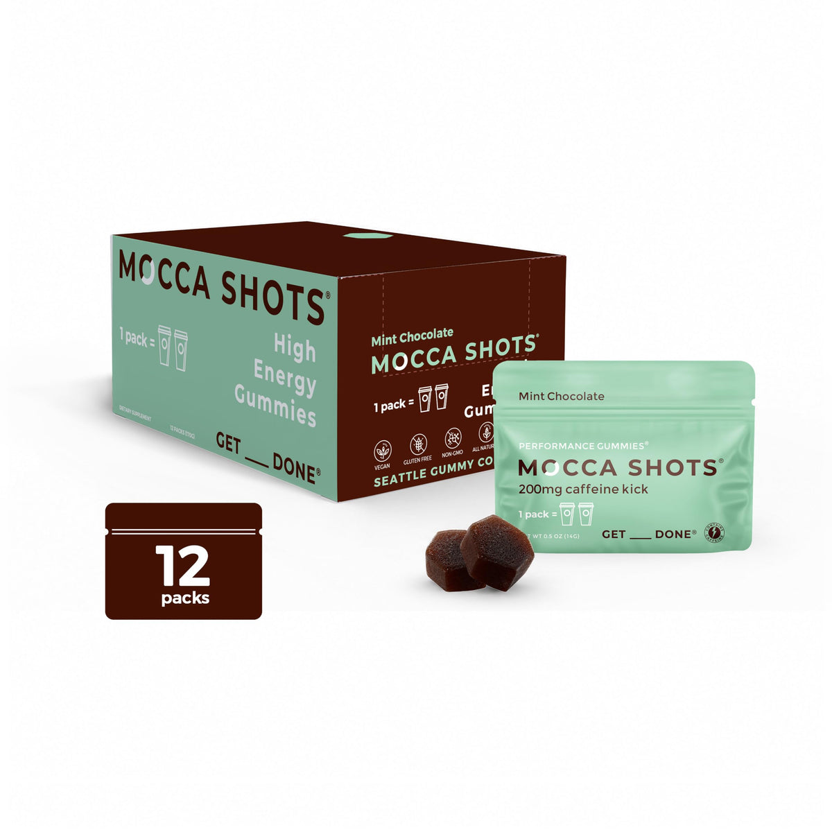 SGC Mocca Shots Caffeine Energy Gummies, 200mg