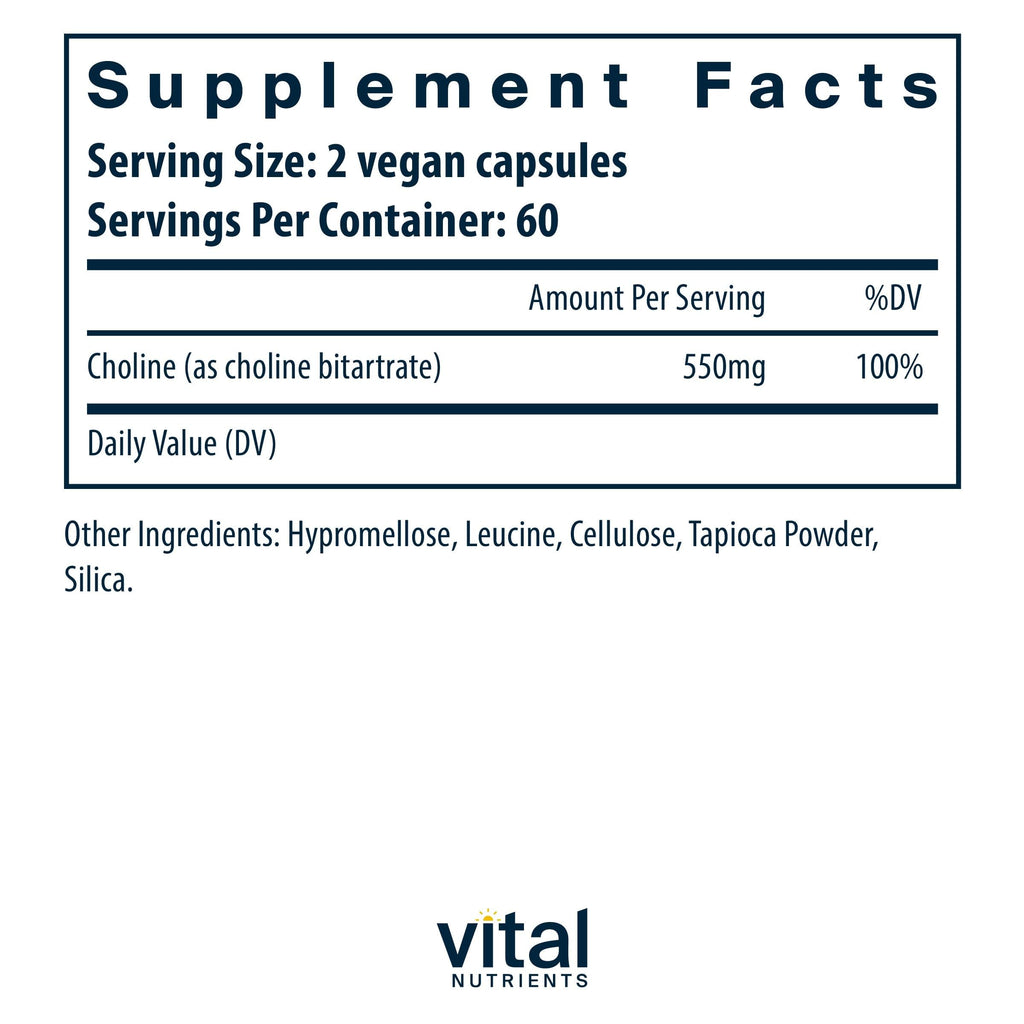 Vital Nutrients Choline 550mg - 120 Capsules - image 2