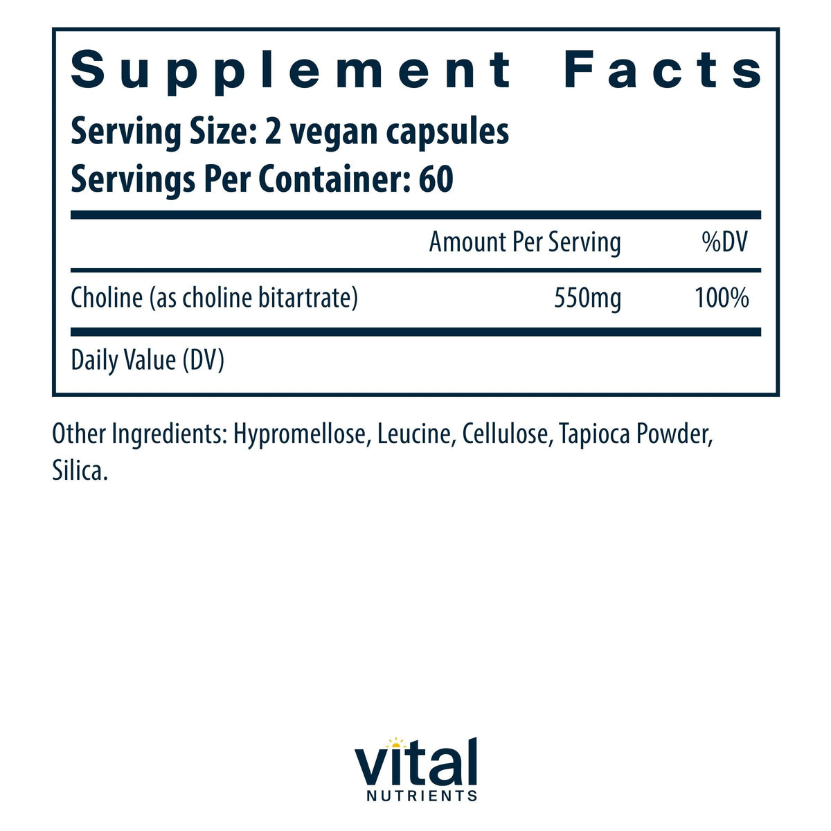 Vital Nutrients Choline 550mg - 120 Capsules - image 2