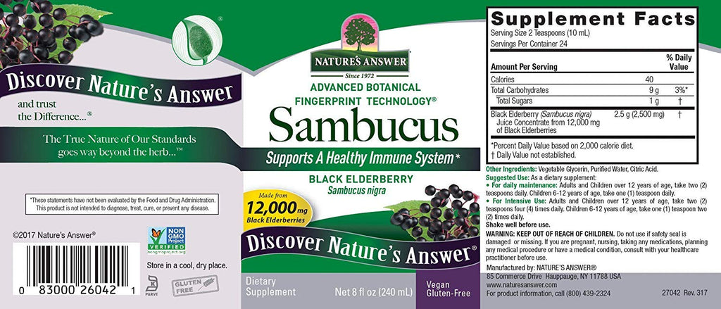 Nature's Answer Sambucus Black Elderberry Extract Syrup - 8 Fl Oz - image 2