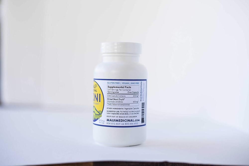 Maui Medicinal Herbs Noni 400mg Organic - 240 Vegetarian Capsules - image 2
