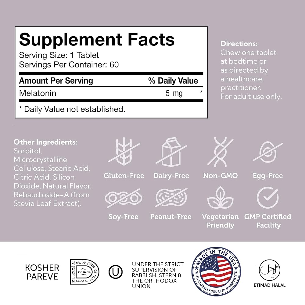 Zahler Melatonin 5mg Fast-Acting Chewable Tablets - 60 Count - image 5