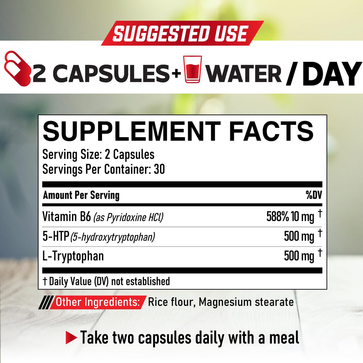 DEDICAD 5-HTP Supplement 1010mg with Vitamin B6 - 60 Capsules - image 2