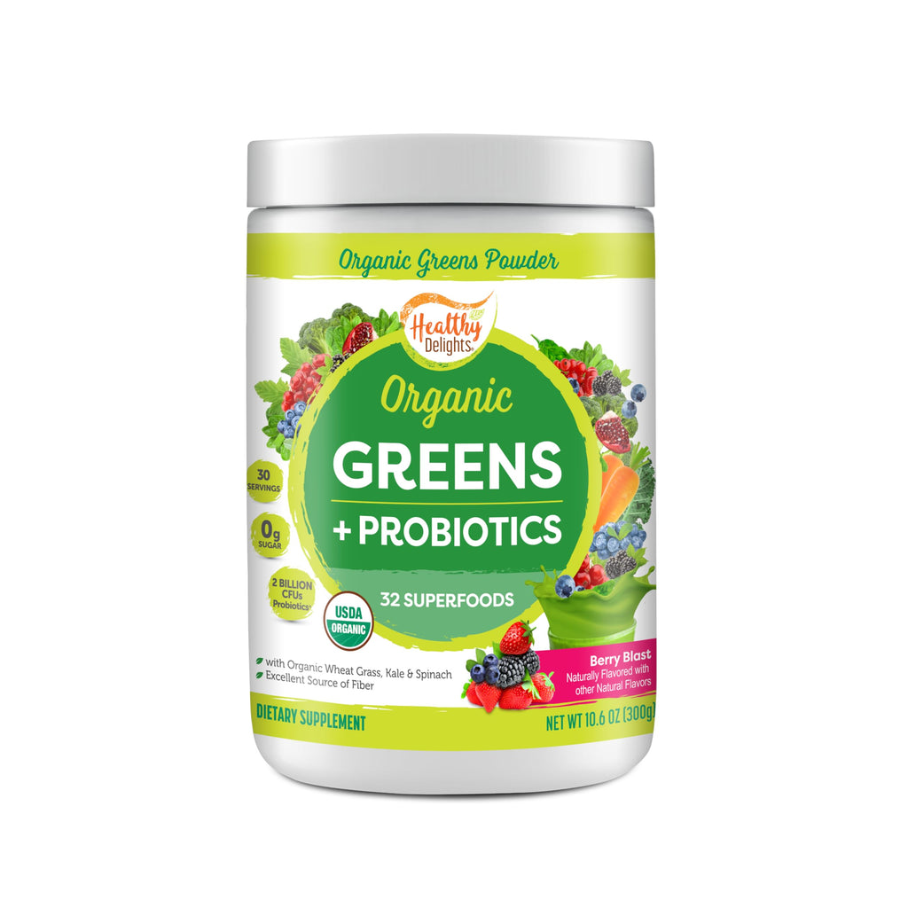 Healthy Delights Organic Greens + Probiotics Powder - 30 Servings