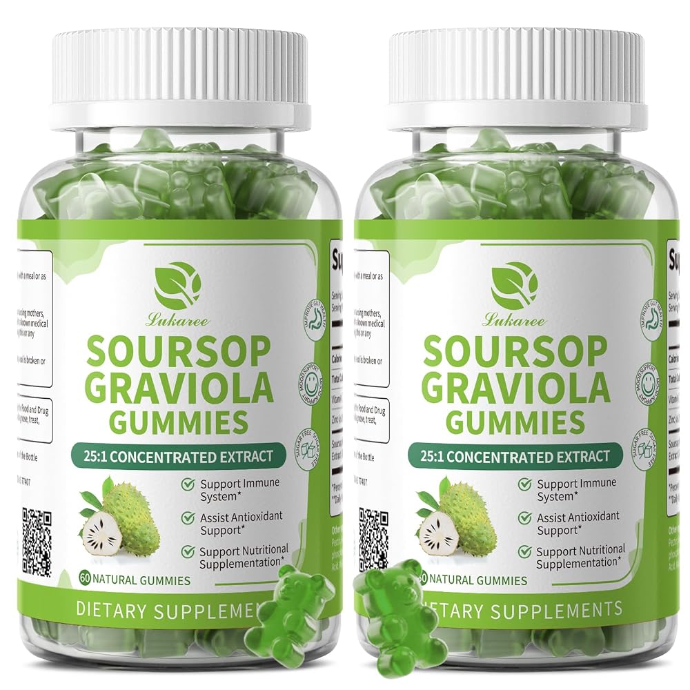 Lukaree Soursop Gummies Immune Support - 120 Count (2 Pack)
