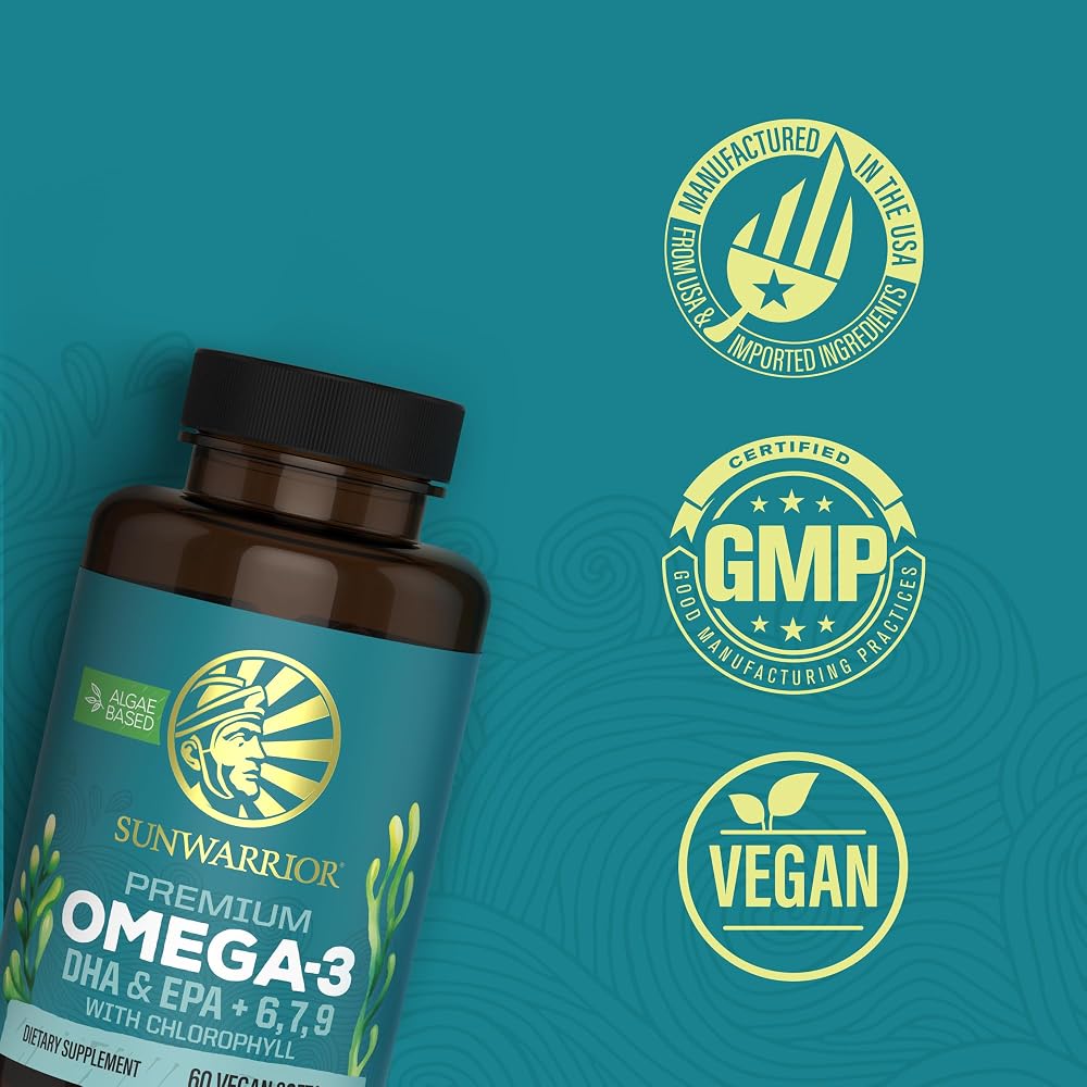Sunwarrior Vegan Omega 3 DHA & EPA Algal Oil Softgels - 60 Count - image 3