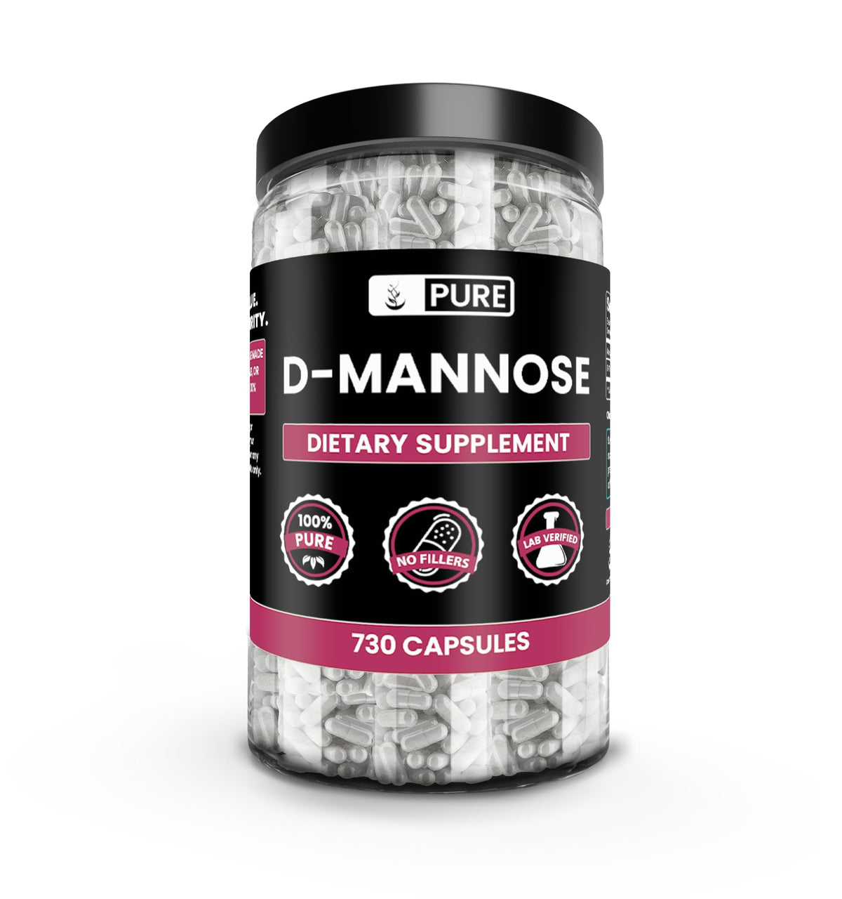 PURE ORIGINAL INGREDIENTS D-Mannose - 730 Capsules