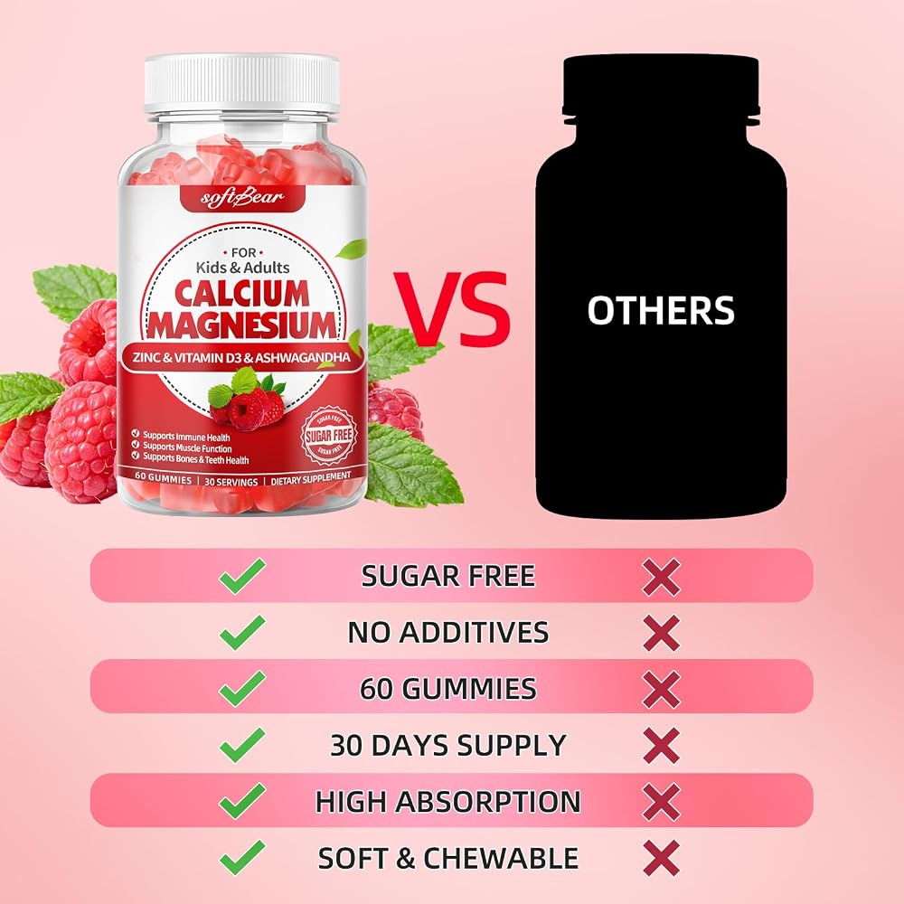 softbear Sugar Free Calcium Magnesium Zinc Gummies for Womem Men