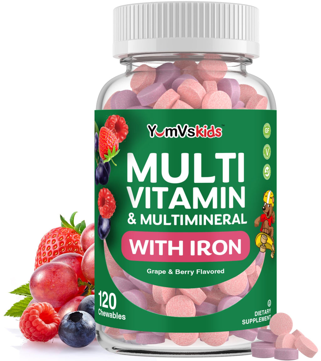 YUM-V'S Kids Multivitamin with Iron, 21 Vitamins & Minerals - 120 Chewables