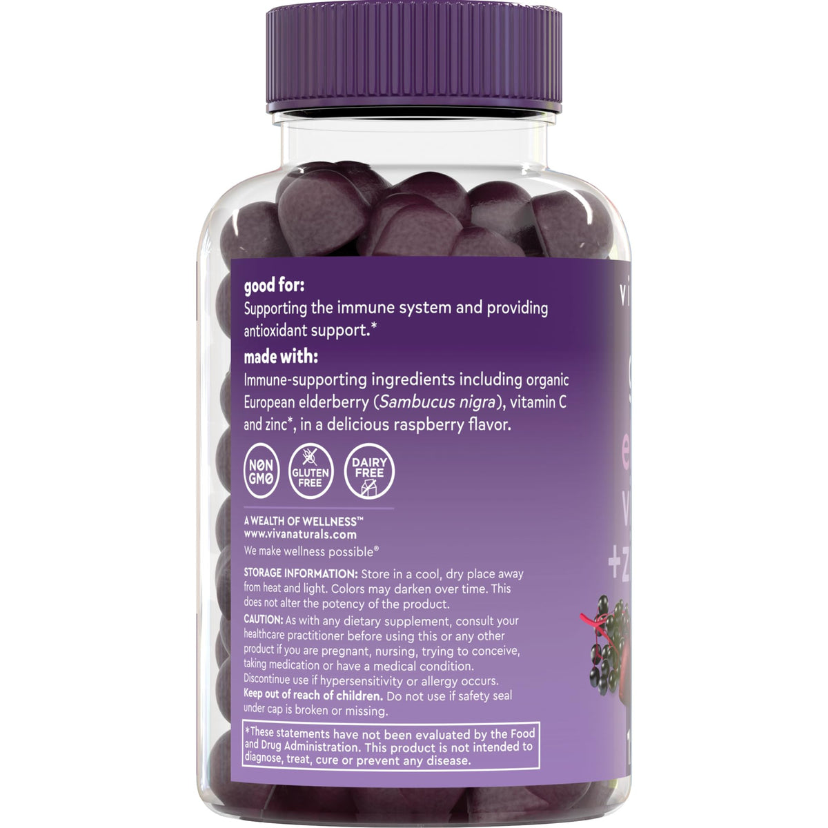 Viva Naturals Black Elderberry Vitamin C Zinc Gummies - 120 Count - image 9