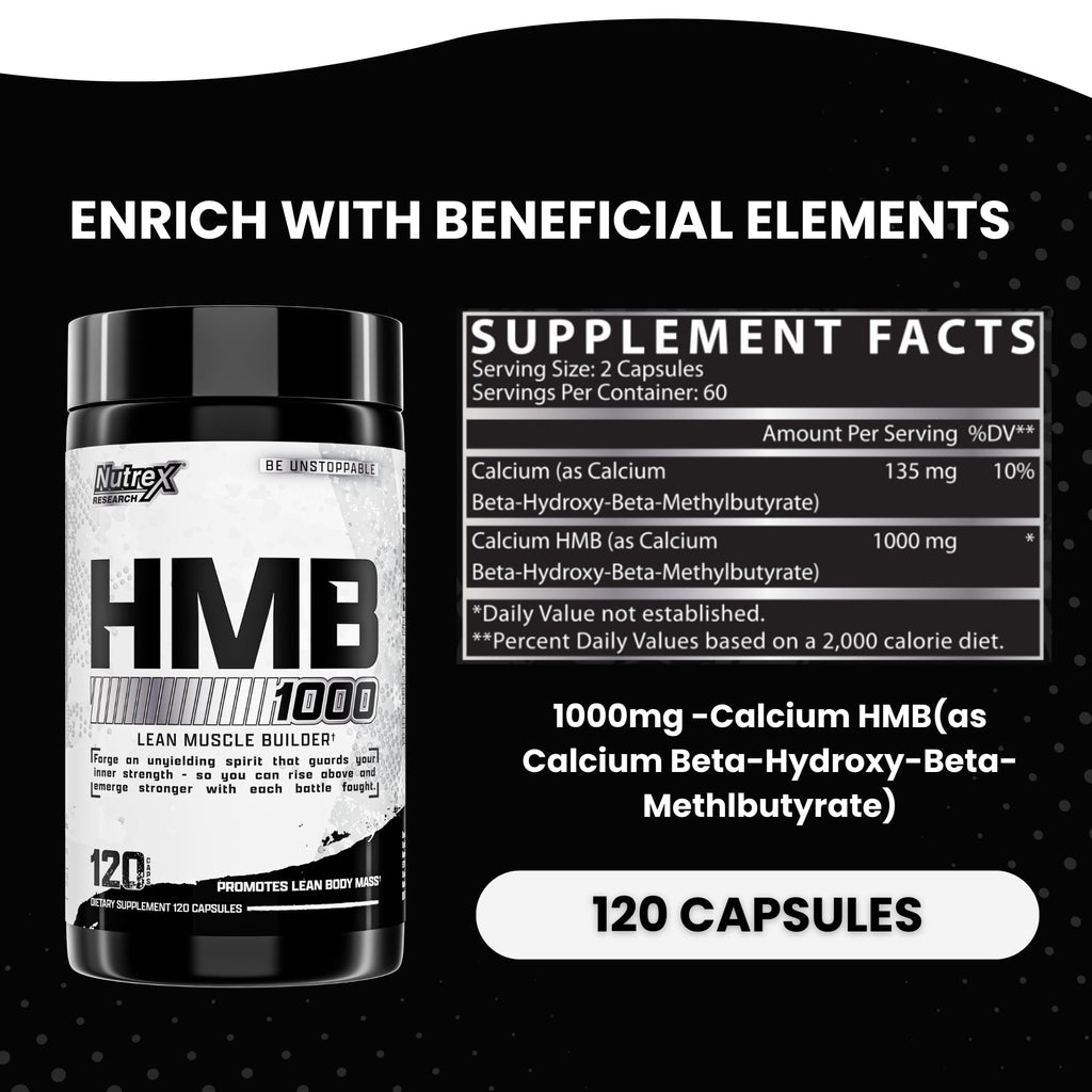 Nutrex Research HMB 1000 mg Muscle Recovery Supplement - 120 Capsules - image 3