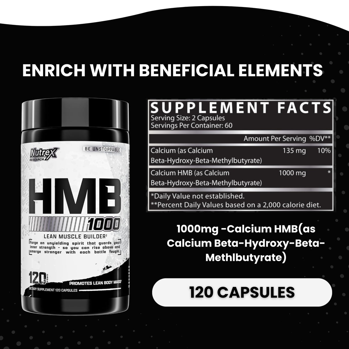 Nutrex Research HMB 1000 mg Muscle Recovery Supplement - 120 Capsules - image 3