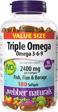Webber Naturals Triple Omega 3 6 9 Fish Oil - 180 Softgels