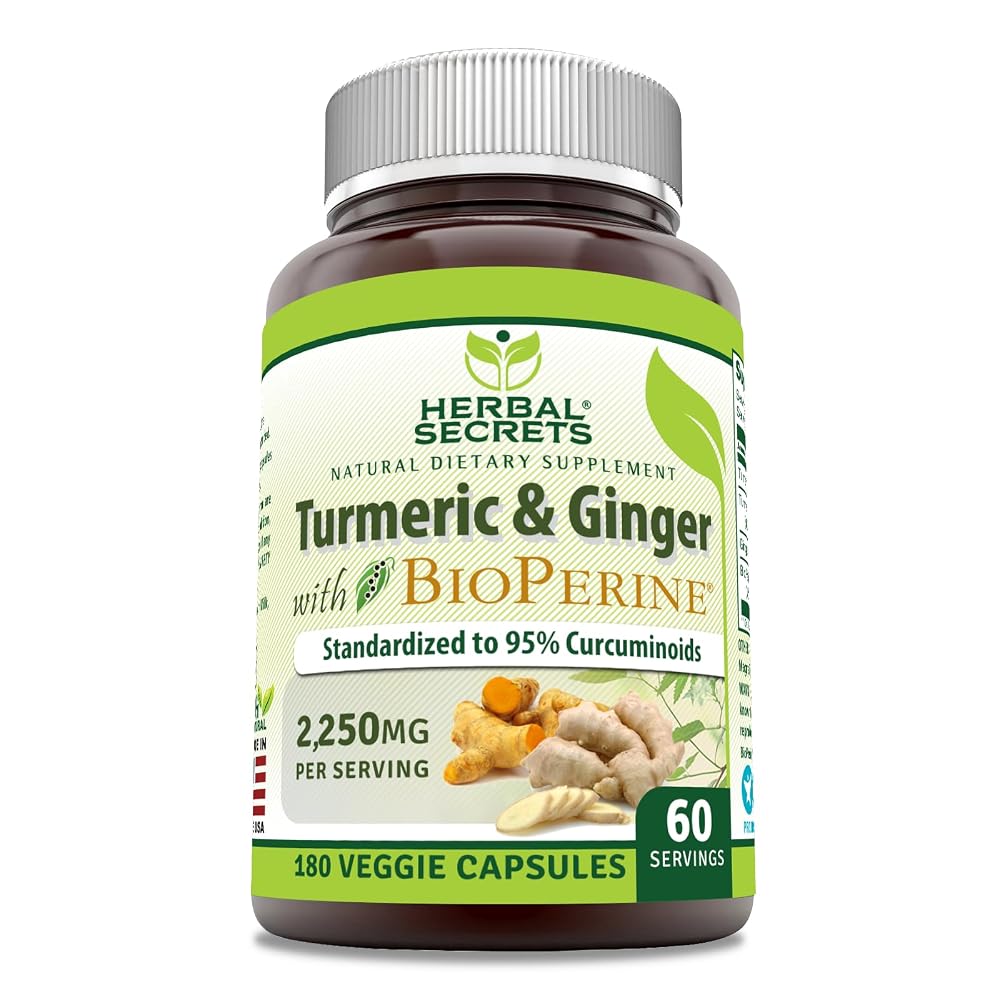 Herbal Secrets Turmeric Curcumin & Ginger with BioPerine - 180 Capsules