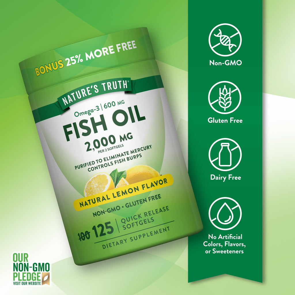 Nature's Truth Omega 3 Fish Oil 2000 mg - 125 Softgels - image 3