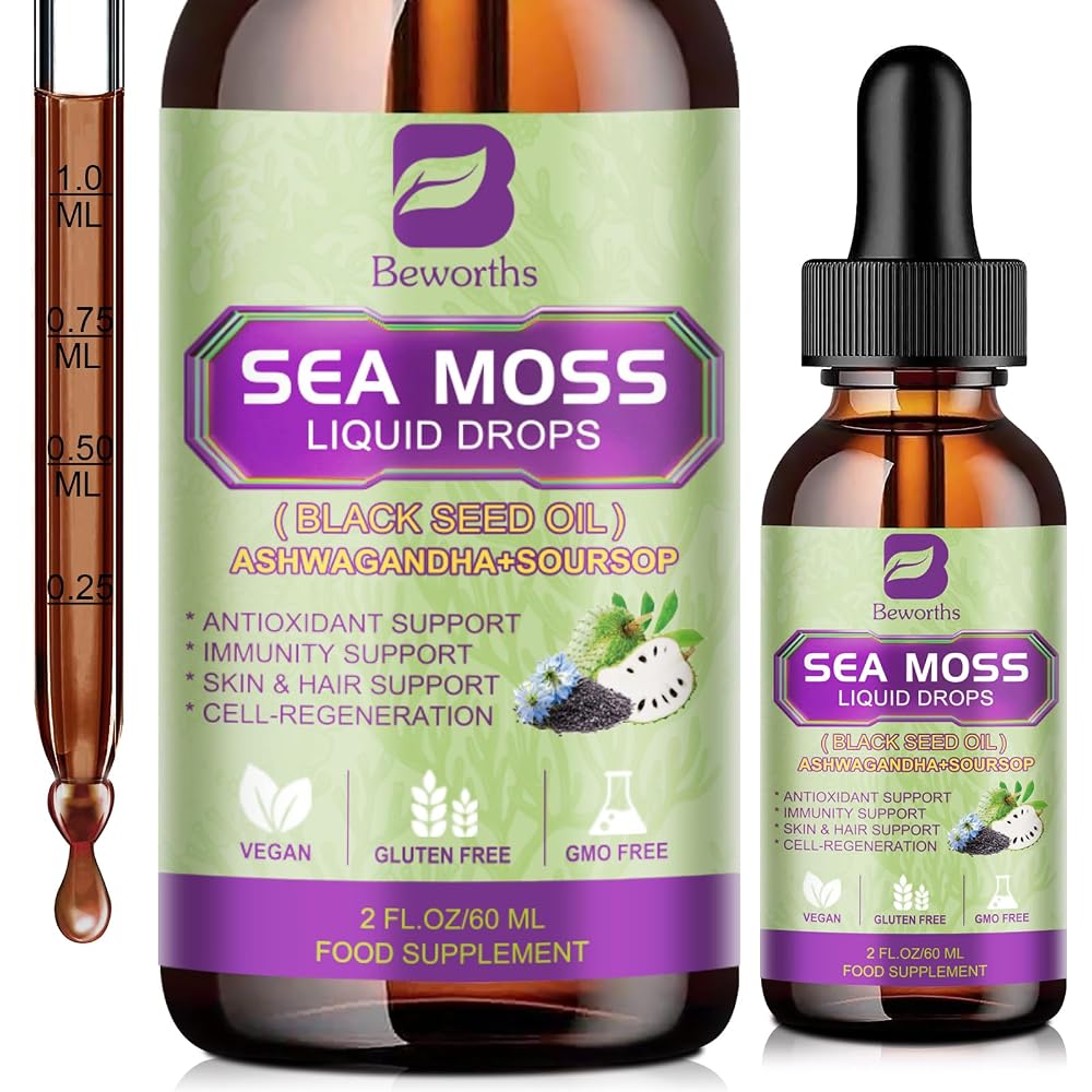 B BEWORTHS Sea Moss Liquid Drops - Black Seed Oil & Irish Sea Moss