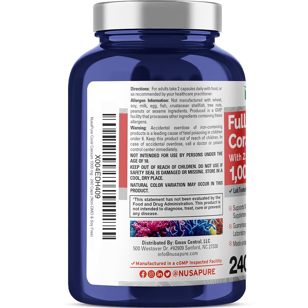 NusaPure Coral Calcium with 22 Vitamins & Minerals - 240 Capsules - image 3