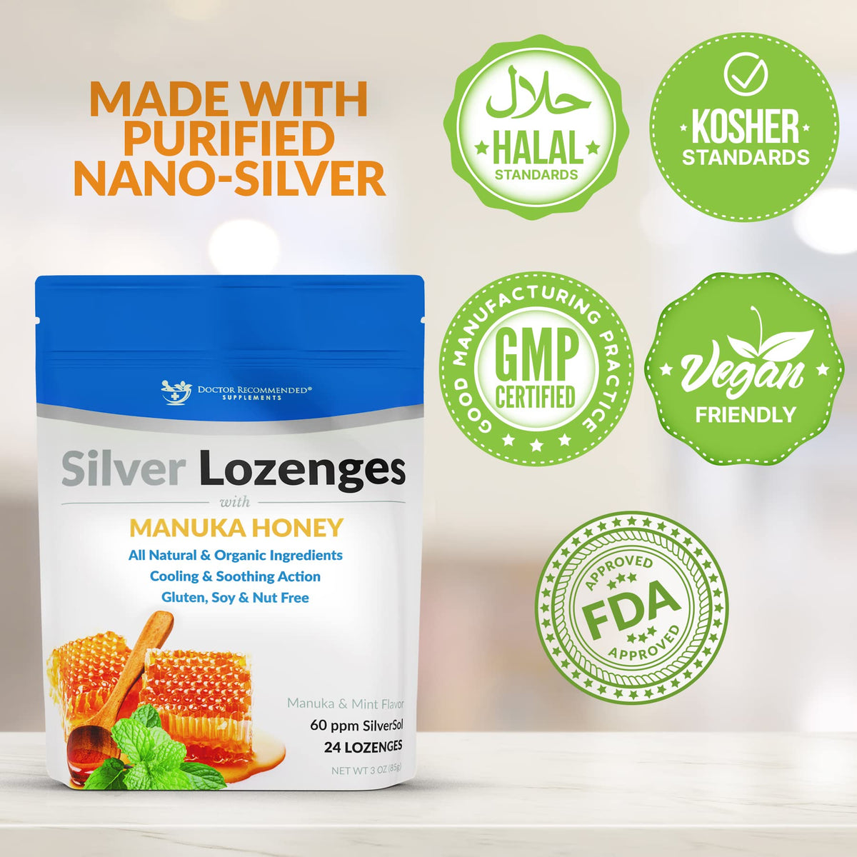 Doctor Recommended Supplements Silver Lozenges with Manuka Honey - 24 Lozenges - image 5
