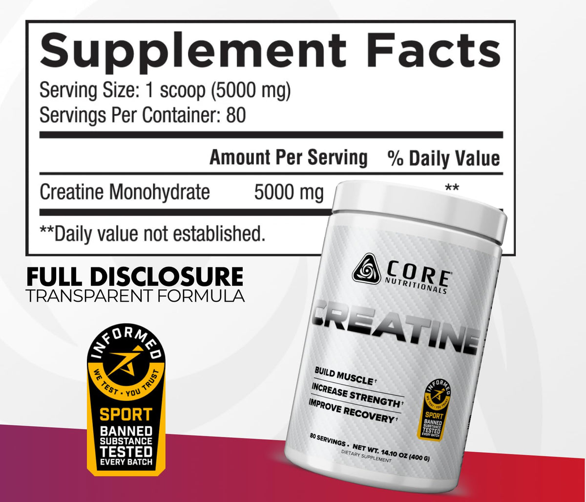 Core Nutritionals Creatine Monohydrate Powder - 80 Servings - image 2