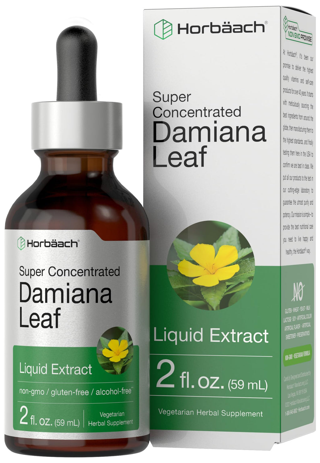 Horbäach Damiana Leaf Herb Tincture Liquid Extract - 2 fl oz