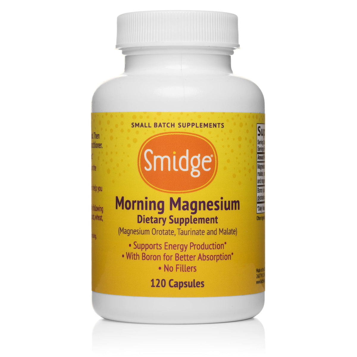 Smidge Morning Magnesium Capsules for Energy - 120 Count