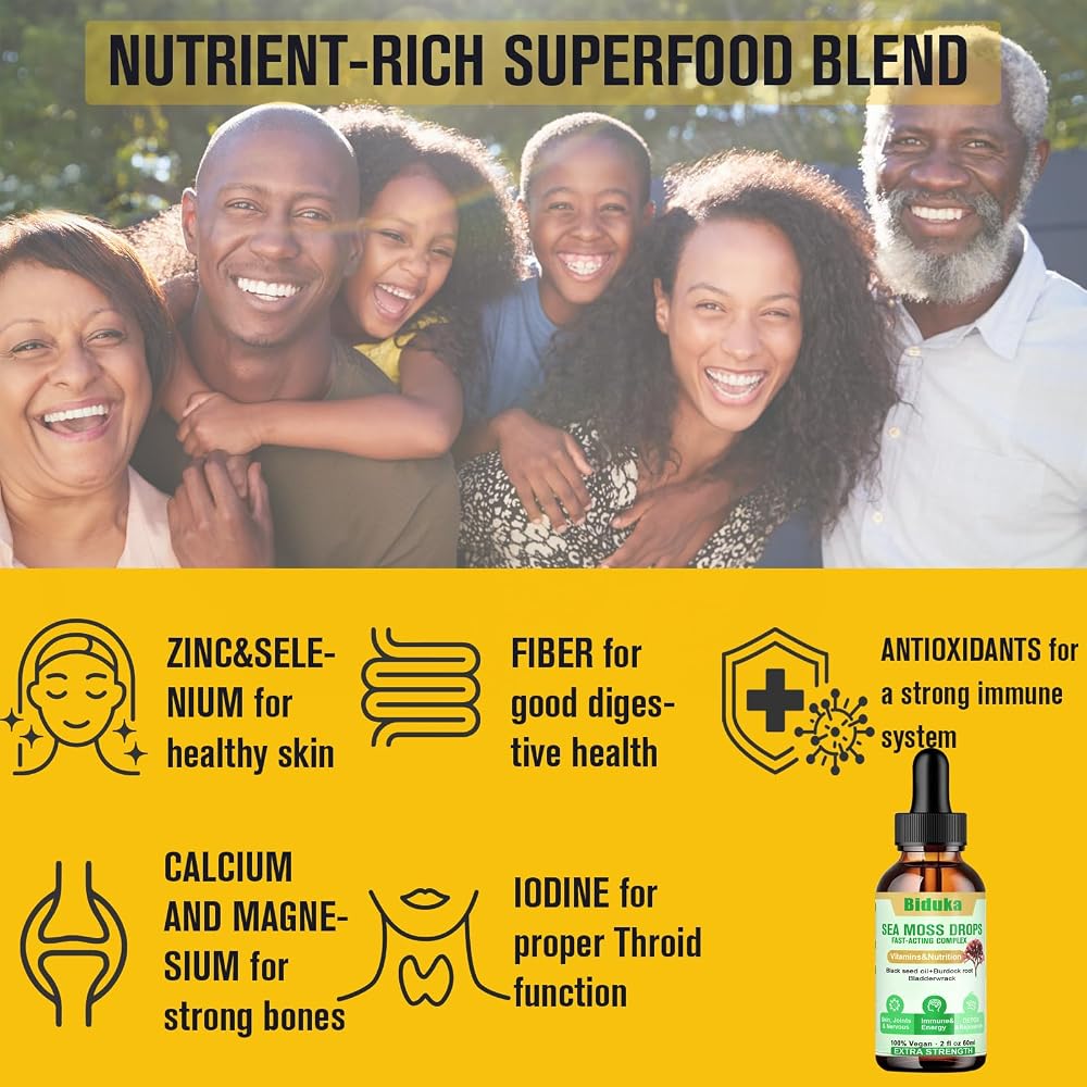 Biduka Irish Sea Moss Drops with Black Seed Oil - 2 Fl Oz - image 6