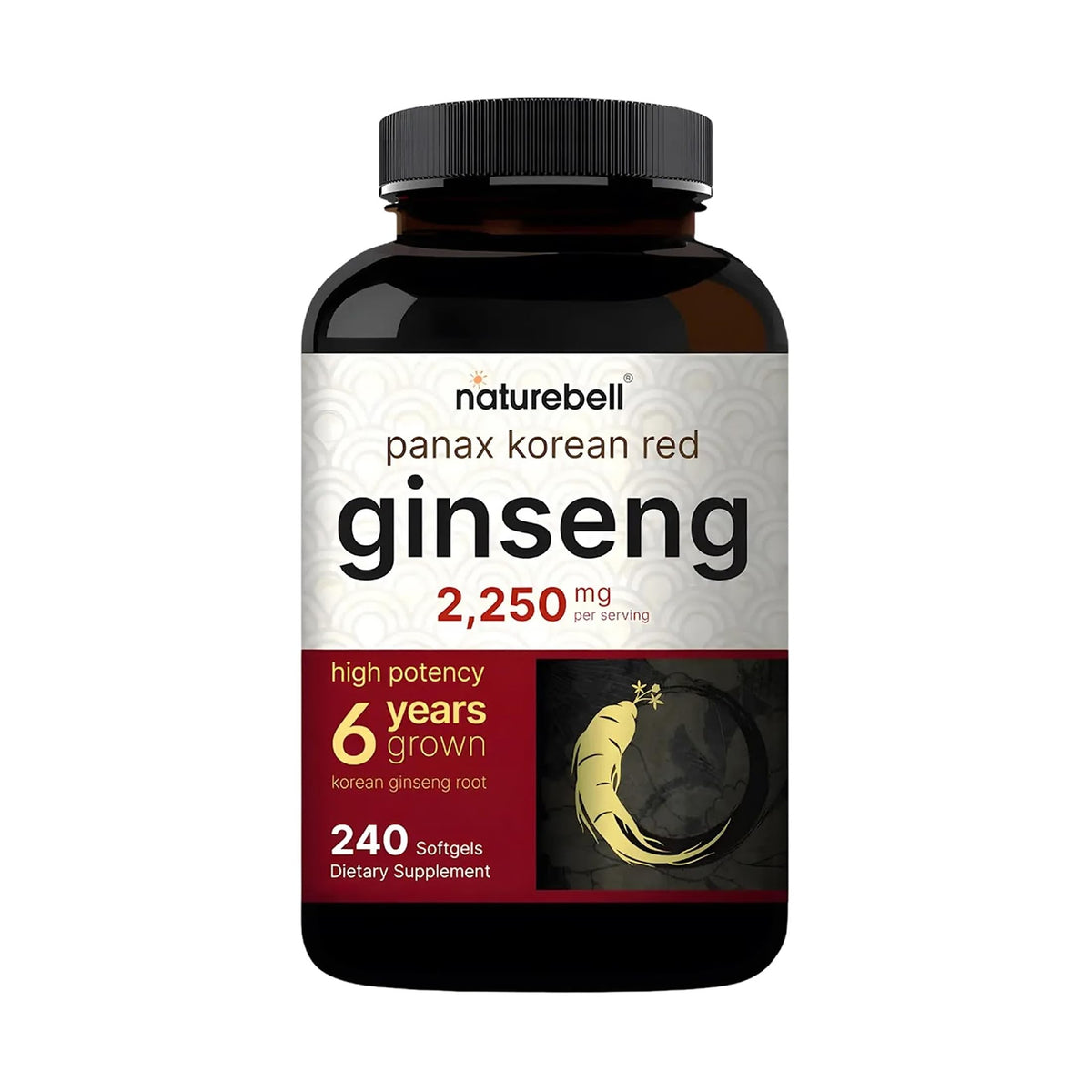 NatureBell Panax Korean Red Ginseng 2,250mg - 240 Softgels