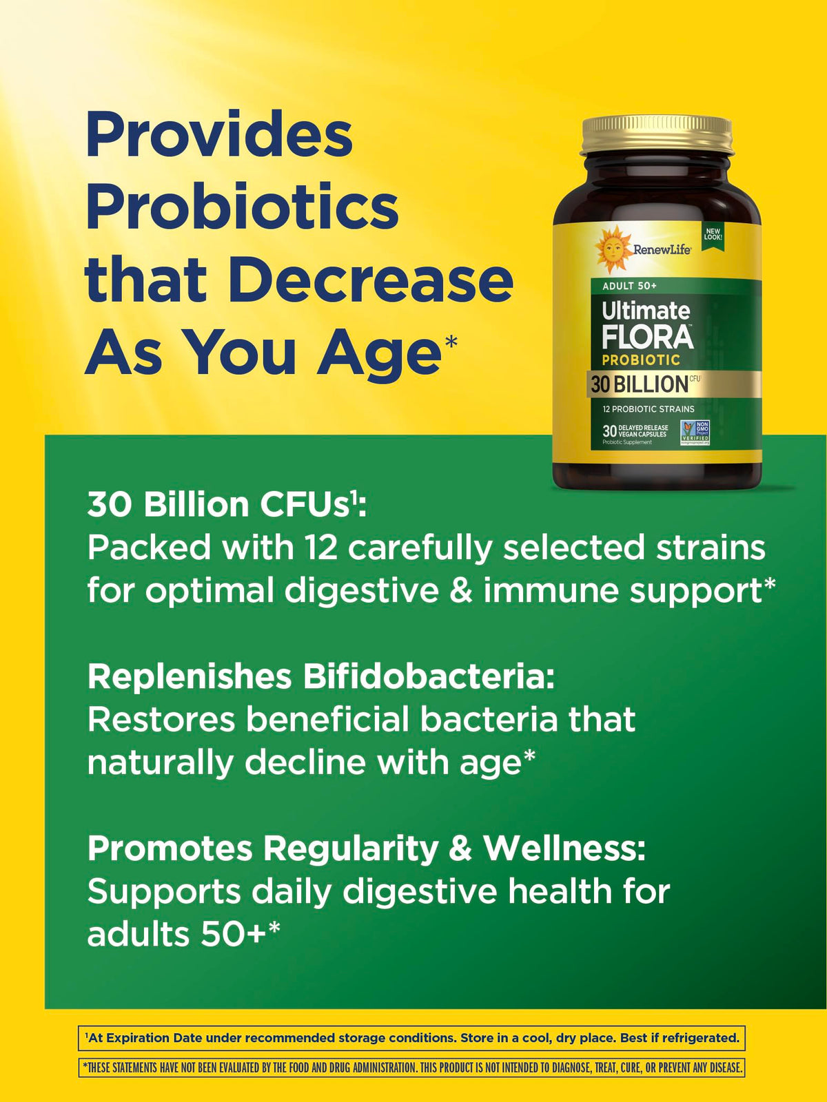 Renew Life Ultimate Flora Adult 50+ Probiotic 30 Billion CFU - 30 Capsules - image 4