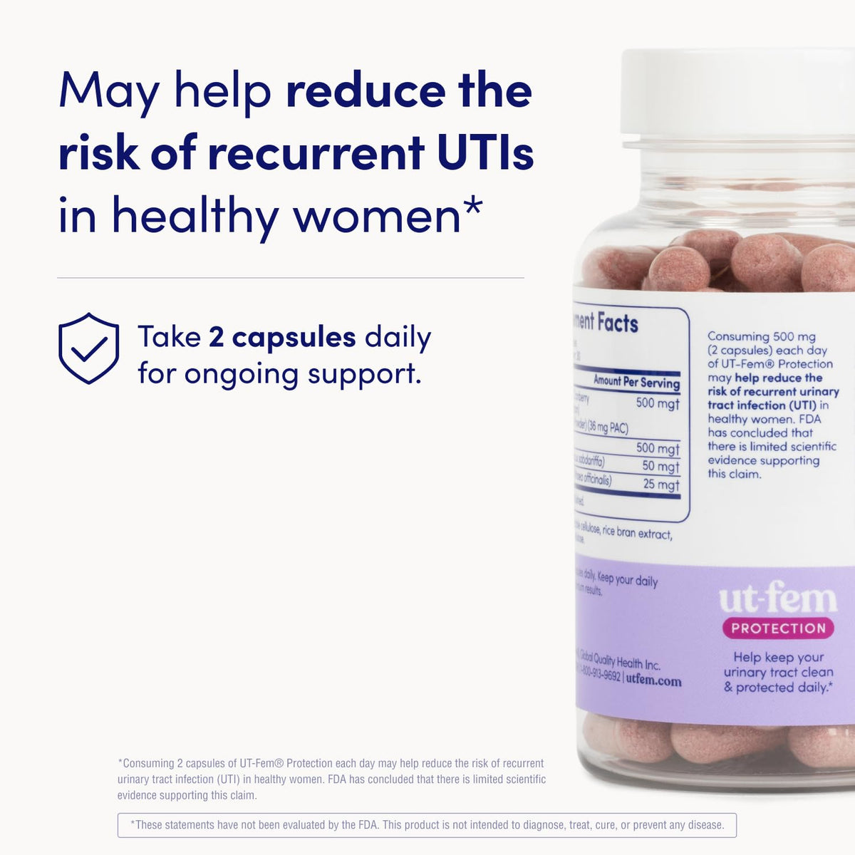 UT-Fem Protection Cranberry Capsules with D-Mannose - 60 Capsules - image 5