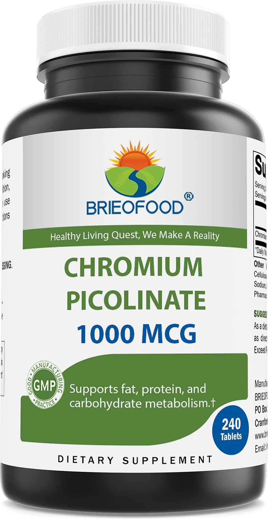 Brieofood Chromium Picolinate 1000 mcg - 240 Tablets
