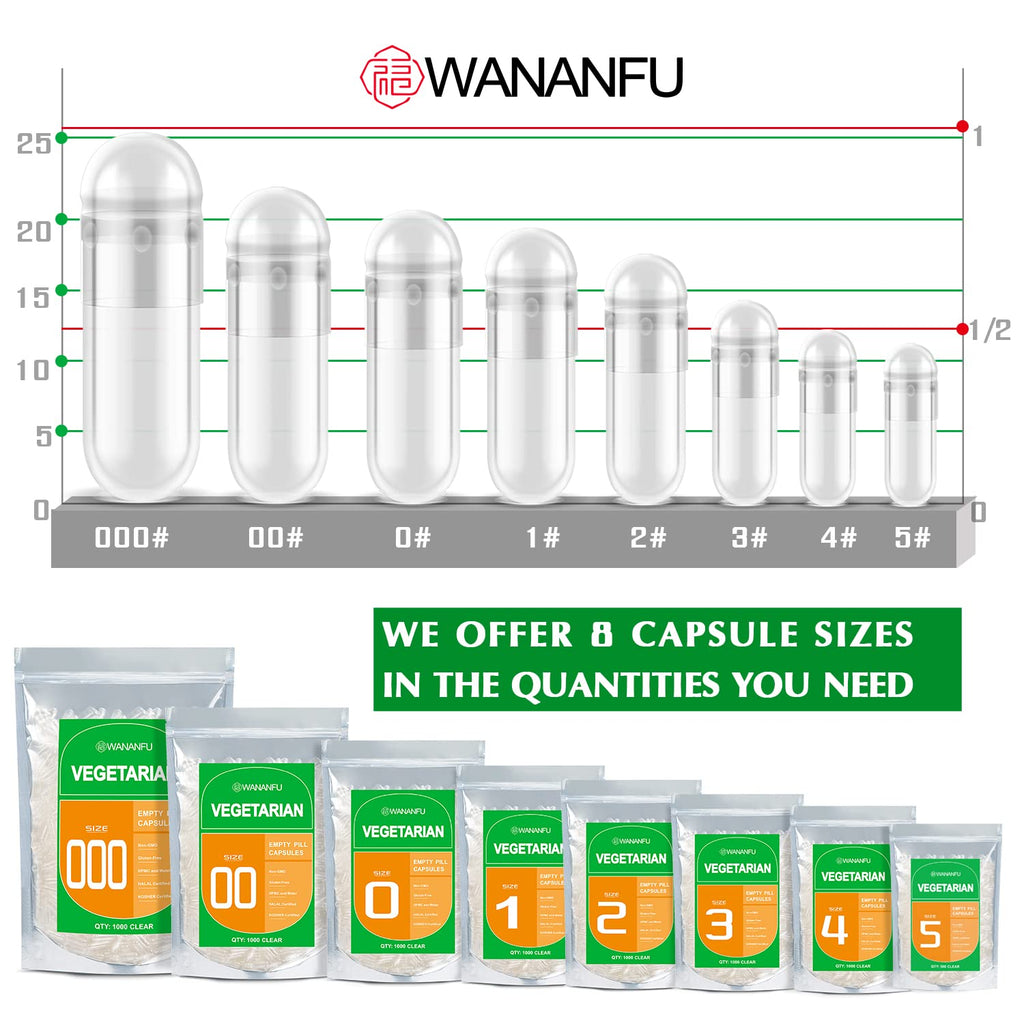 WANANFU Size 4 Vegan Joint Empty Capsules