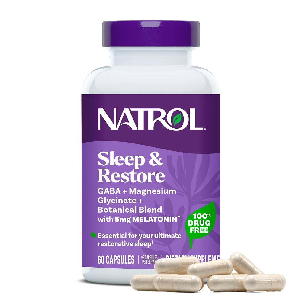 Natrol Sleep & Restore Magnesium with 5mg Melatonin - 60 Capsules