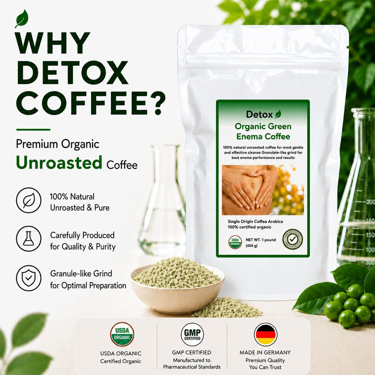 Detox Organic Green Enema Coffee - 1 Pound - image 3