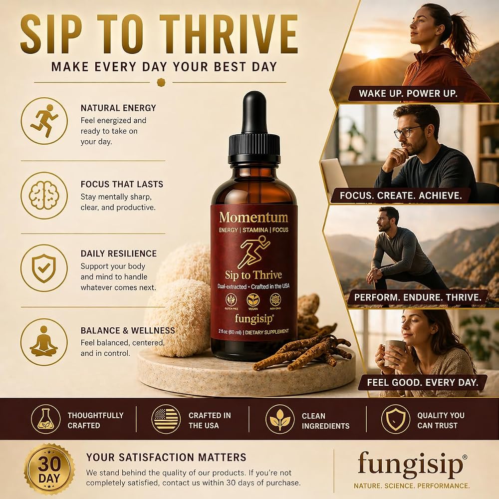 FUNGISIP Momentum Cordyceps & Lion's Mane Mushroom Tincture - 2 oz - image 9