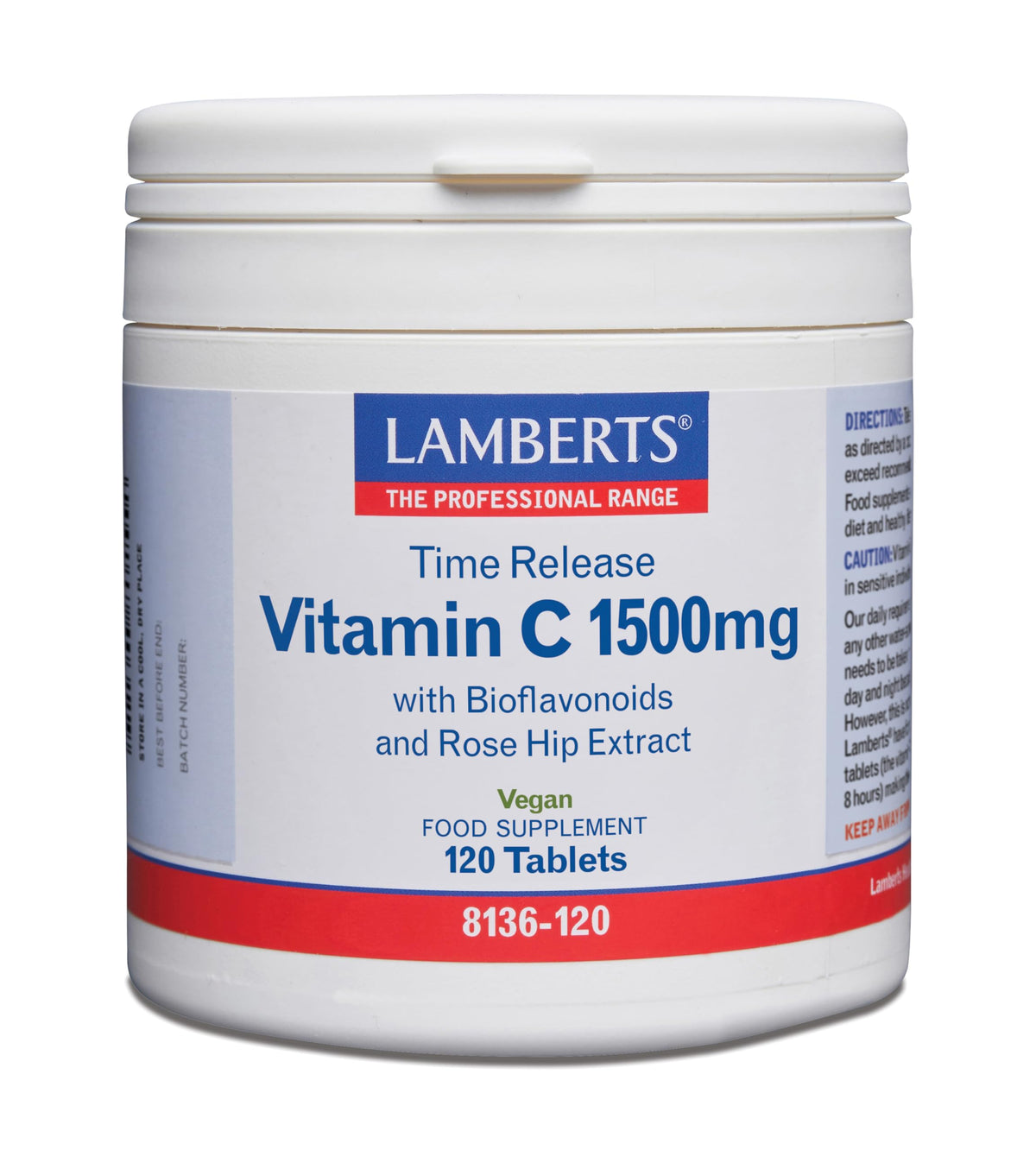 Lamberts Vitamin C Time Release with Bioflavonoids 1500mg - 120 Tablets