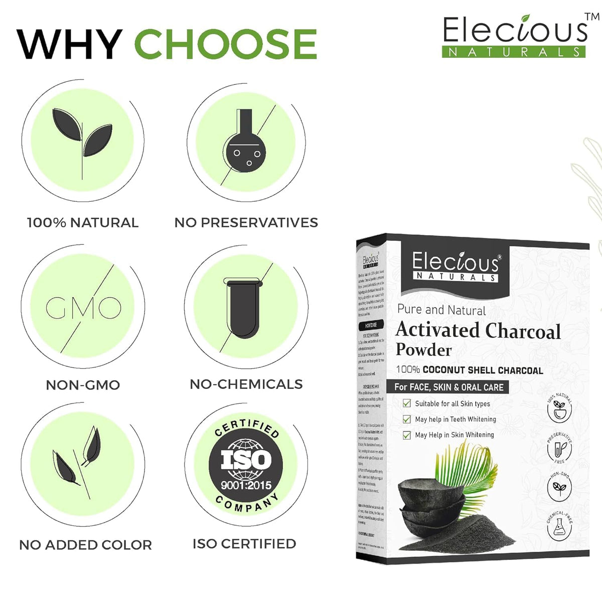 Elecious Naturals Activated Charcoal Powder for Skin - 200g - image 6
